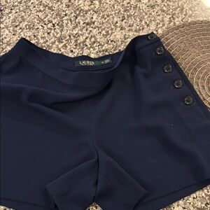 Lauren Navy Button-Accent Shorts